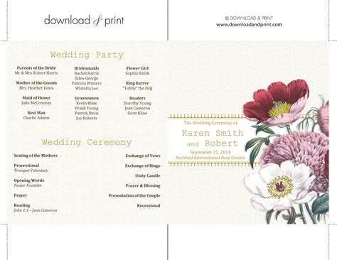 wedding program templates printable